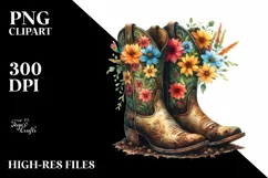 Colorful Cowboy Boots Soil Flowers Clipart Product Image 3