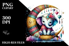 Colorful Cute Boho Elephant, PNG Product Image 2
