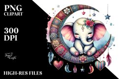 Colorful Cute Boho Elephant, PNG Product Image 2