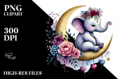 Colorful Cute Boho Elephant, PNG Product Image 2