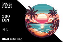 Retro Tropical Beach Sunset PNG Product Image 2