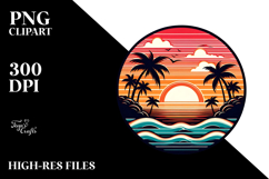 Retro Tropical Beach Sunset PNG Product Image 2