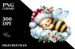Baby Bee Sleeping on a Cloud PNG Product Image 2