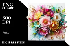 Watercolor Luxury Flower Love Splash Clipart Product Image 3