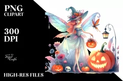 Vibrant Halloween Fairy | Sublimation | Clipart Product Image 1