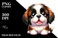 Cute Cartoon Saint Bernard PNG Product Image 2