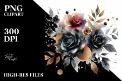 Colorfull Abstract with Black Roses PNG Product Image 1