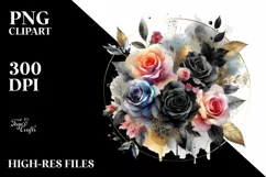 Colorfull Abstract with Black Roses PNG Product Image 1