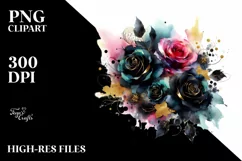 Colorfull Abstract with Black Roses PNG Product Image 3