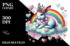 Adorned Rabbit Cloud Hearts PNG Product Image 2