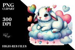 Adorned Rabbit on Cloud, Vibrant PNG Product Image 2