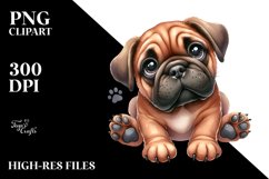 Cute Bullmastiff Watercolor Clipart Product Image 1