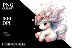 Cute Baby Unicorn Tumbling with Spring Petals | Sublimation Product Image 3