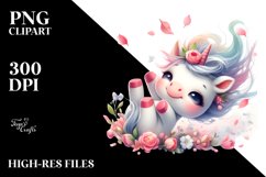 Cute Baby Unicorn Tumbling with Spring Petals | Sublimation Product Image 1