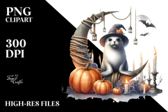 Seal Dressed for Halloween on Half Moon PNG Product Image 2