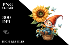 Cute Gnome with Sunflower, Transparent PNG Product Image 2