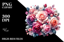Abstract Colorful Pink Roses PNG Product Image 2