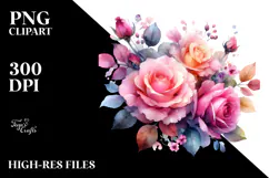 Abstract Colorful Pink Roses PNG Product Image 2