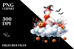 Halloween Flamingo on Cloud PNG Product Image 2