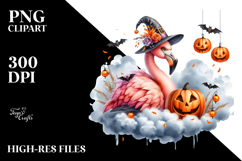 Halloween Flamingo on Cloud PNG Product Image 2