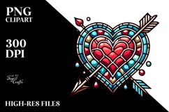 Retro Stained Heart PNG Product Image 2