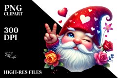 Valentines Gnome with Roses PNG Product Image 2