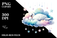 Pastel Swan Sleeping on a Cloud PNG Product Image 2
