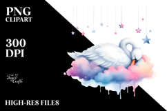 Pastel Swan Sleeping on a Cloud PNG Product Image 2