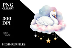 Pastel Swan Sleeping on a Cloud PNG Product Image 2