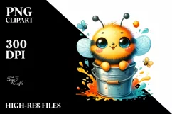 Colorful Bee in Bucket Clipart Product Image 1