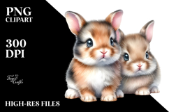 Digital Watercolor Cute Baby Bunny PNG Product Image 2