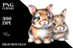 Digital Watercolor Cute Baby Bunny PNG Product Image 2