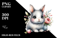 Digital Watercolor Cute Baby Bunny PNG Product Image 2