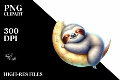 Colorful Cute Baby Sloth Rainbow Clipart Product Image 1