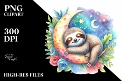 Colorful Cute Baby Sloth Rainbow Clipart Product Image 3
