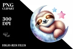 Colorful Cute Baby Sloth Rainbow Clipart Product Image 3
