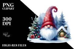 Vibrant Christmas Gnome Watercolor PNG Product Image 1