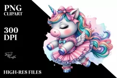 Baby Unicorn in Foxtrot Dancer's Attire, Colorful PNG Product Image 3