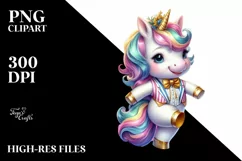 Baby Unicorn in Foxtrot Dancer's Attire, Colorful PNG Product Image 3