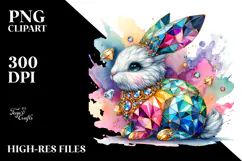 Colorful Bunny made of Diamonds PNG Product Image 2