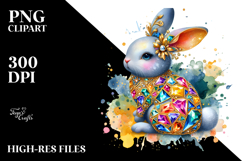 Colorful Bunny made of Diamonds PNG Product Image 2