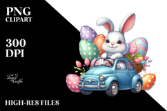 Bunny with Car and Easter Eggs, PNG Product Image 2
