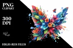 Vibrant Abstract Flower Butterfly PNG Product Image 1