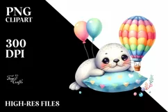 Colorful Baby Seal Balloon Clipart Product Image 1
