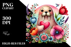 Colorful Walrus on Flower PNG Product Image 2