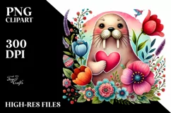 Colorful Walrus on Flower PNG Product Image 2