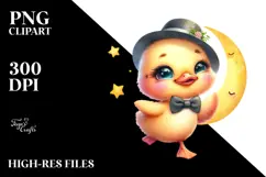 Smiling Baby Duck with Half Moon PNG Product Image 2