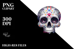 Colorful Skull Painting Sublimation PNG Product Image 2