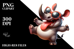 Silly Cartoon Rhino PNG Product Image 2