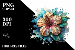 Abstract Wooden Stained Hibiscus | Sublimation | Clipart Product Image 1